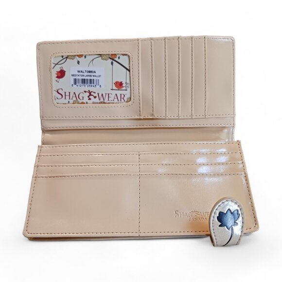 Shagwear " Meditation" Large Lotus Flower Faux Leather Card Organizer Wallet - Picture 5 of 7